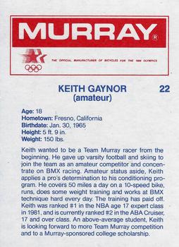 1984 Donruss BMX #22 Keith Gaynor Back